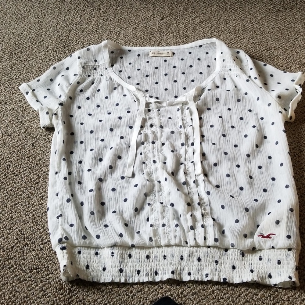 Blue and white polka dot Hollister blouse